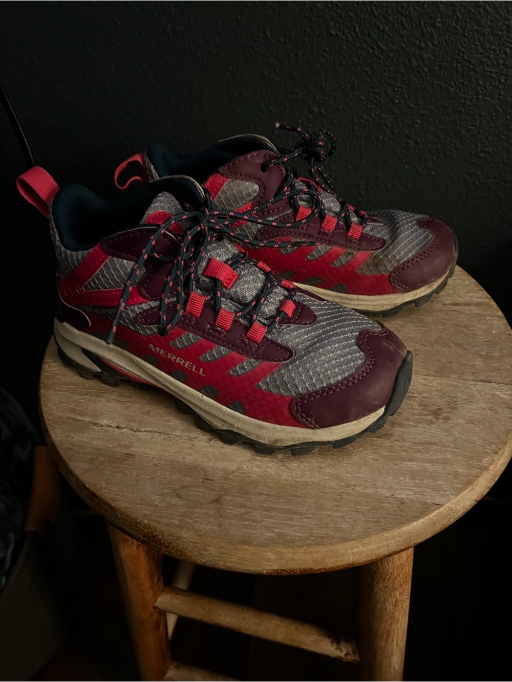 Merrell Kids Burgundy and Gray Outdoor Trail Sneakers